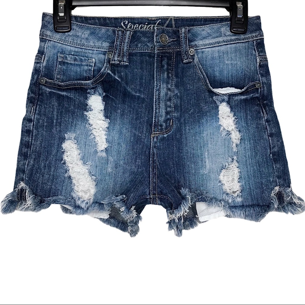 SPECIAL A Distressed High-Rise Jean Shorts ~Size S